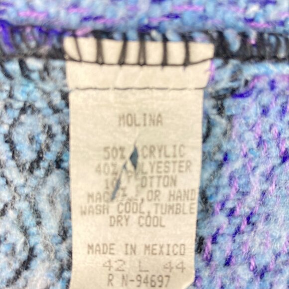 Molina Baja Men's Purple & Green Woven Full Zip Hoodie Sweater Sz L (42-44) - Picture 10 of 10